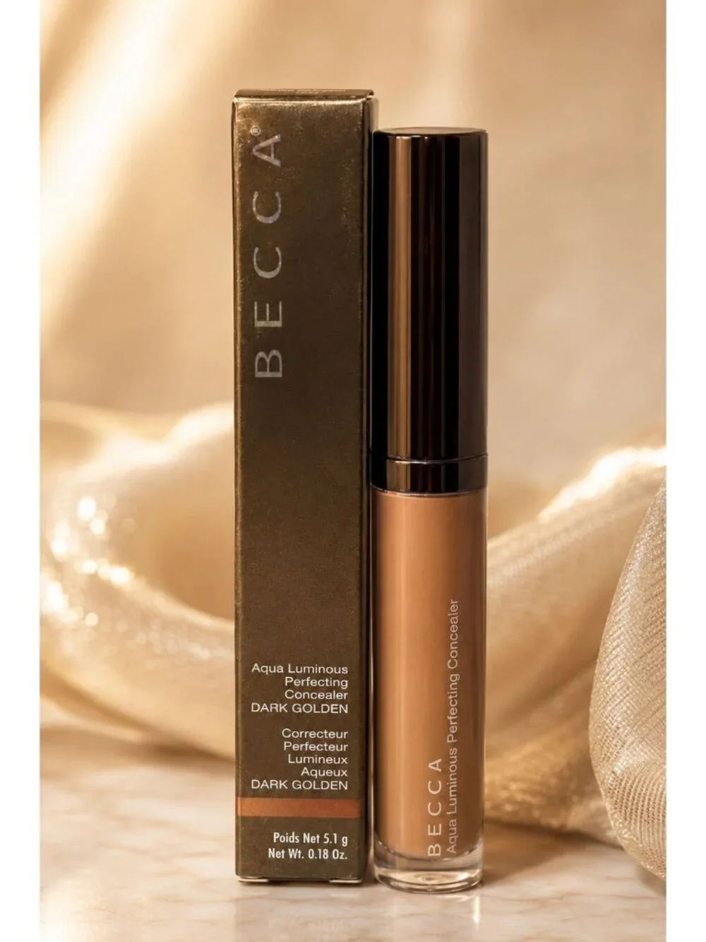 BECCA Aqua Luminous Perfecting Concealer Dark Golden 0.18 oz / 5.1g Full Size